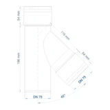 POLOPLAST PO Lüftungsabzweig mit Kondensatsperre POLO-KWL DN 75/75/45Grad   – 03627