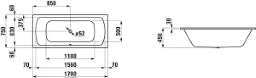 LAUFEN Laufen Pro Bathtub 170x75x45cm, no anti-slip, white – H2269500000401