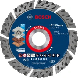 BOSCH POWER TOOLS EXPERT MultiMaterial Diamond Cutting Disc, 125 x 22.23 x 2.2 x 12 mm – 2 608 900 660