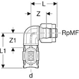 GEBERIT GE FlowFit Transition elbow with Masterfix PPSU d20mm x RpMF1/2 – 620.491.00.1