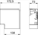 OBO Flat angle Hood moulding 70x130mm Polycarbonate/Acrylonitrile Butadiene Styrene pure – 6274420