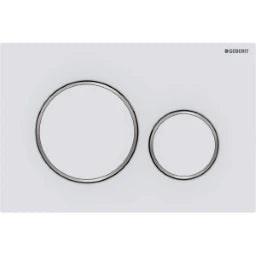 GEBERIT GE Betaetigungsplatte Sigma20 2-Mengen mattweiss-lackiert/glanzchrom, round   – 115.882.JT.1