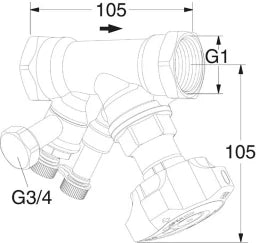 TA TA STAD Einregulierungsventil 1" mit Entleeradapter, 52851625   – 52 851-625