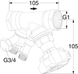 TA TA STAD Einregulierungsventil 1" mit Entleeradapter, 52851625   – 52 851-625