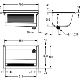 KWC AUSTRIA KWC Sirius Waschtrog 700x328x460mm Wandmont., CNS, seidenm., o Überlauf   – 2030045750