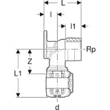 GEBERIT GE FlowFit Connector Elbow RG+ d20mm x Rp1/2 L3.6cm – 620.761.00.1