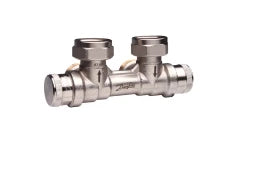 DANFOSS Danfoss dynamic valve manifold RLV-KDV for valve radiators G 3/4", corner with flow on left – 013G7875
