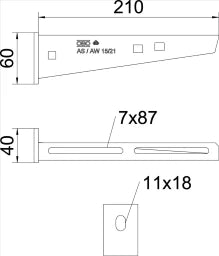 OBO Wall and Mast Cantilever Arm with Welded Head Plate B210mm Steel Hot-dip Galvanized – 6420680