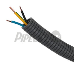 PIPELIFE Biegsames Panzerrohr Ø20mm vorverdrahtet mit Aderleitung YE 3x1,5 GG, BL, SW   – 1210021114