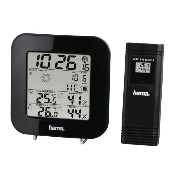 Weather Station DCF Radio Clock Display 1 Outdoor Sensor Black