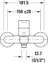 DURAVIT Duravit Einhebel-Wannenmischer Aufputz Ausladung 150 Breite 181,5 mm   – B25230000010
