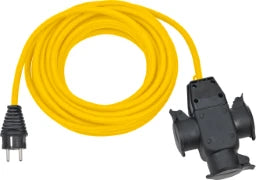 BRENNENSTUHL Construction Site Extension Cable 25m with 3-Way Rubber Socket AT-N07V3V3F 3G1.5 yellow IP44 – 1161978212