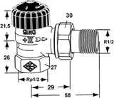 HEIMEIER Heimeier Thermostatic Valve, Angle Pattern, 1/2" – 2201-02.000
