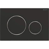 GEBERIT GE Sigma20 dual-flush plate, matte black lacquered, polished ring, round – 115.882.14.1