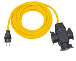 BRENNENSTUHL Construction Site Extension Cable 10m with 3-Way Rubber Coupling AT-N07V3V3F 3G1,5 yellow IP44 – 1161958212