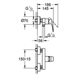 GROHE Grohe Cubeo EH-Brausebatterie Wandmontage matt black  – 101824 243 0
