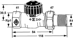 HEIMEIER Heimeier Thermostatic Valve Straightway Pattern 1" – 2202-04.000