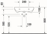DURAVIT Duravit D-Code Waschtisch Vital 600mm mit ÜL, mit HLB, 1 HL, weiß  – 23126000002