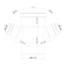 POLOPLAST PO Doppelabzweig POLO-KAL NG DN 110/50/67Grad   – 02260