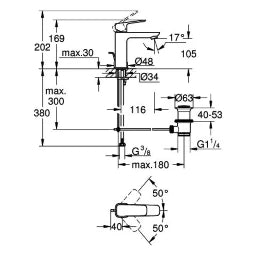 GROHE Grohe Cubeo EH-Waschtischbatterie M-Size Zugstangen-Ablaufgarn. matt black  – 101749 243 0