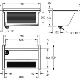 KWC AUSTRIA KWC Sirius Laundry Trough 750x354x500mm left-hand drain, seamless chrome steel – 2030045759