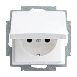 BUSCH-JAEGER Socket outlet with hinged lid Balance SI alpine white - 2CKA002018A1511