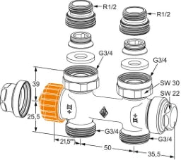 HEIMEIER IMI Multilux Eclipse Ventil Durchgangsf. 1/2" IG, 3865-02.000   – 3865-02.000