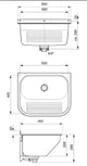 HEBERHARD Heberhard Solid Waschtrog 550 edelst. 550x450x328, UX-Bef-Mat., CE-gepr.1,2mm   – 355001