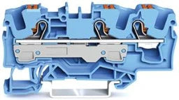 WAGO 3-conductor through terminal block with push-button 6 mm², blue – 2206-1304