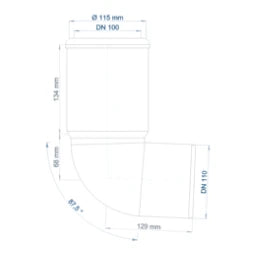 POLOPLAST PO WC Connector Bend POLO-KAL DN 110/87 Degrees – 02372