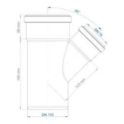 POLOPLAST PP Branch Fitting POLO-KAL NG DN 110/75/45 Degrees – 02227