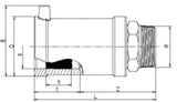 ALIAXIS Frialen Uebergangstk PE/Mssg. Type MUN OEVGW-gepr. f. Wasser PN16 da 63x50AG   – 612715