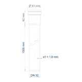 POLOPLAST PO Socket Pipe POLO-KAL NG DN 32/1500 – 02004