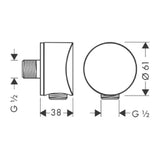 HANSGROHE HG Wall Outlet DN15 Fixfit S with Backflow Preventer chrome - 26453000