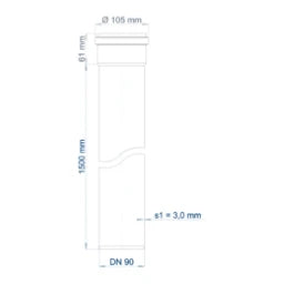 POLOPLAST PO Steckmuffenrohr POLO-KAL NG DN 90/1500   – 02074