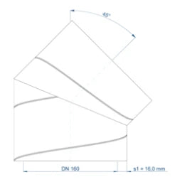 POLOPLAST PO ISO-Bogen POLO-KWL DN 160/45Grad   – 03555