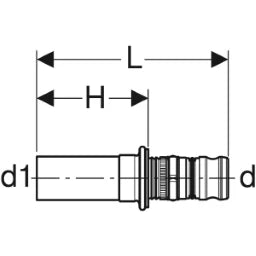 GEBERIT GE Mepla Uebergang auf Mapress mit Einschubende, d32 x 28mm   – 604.508.00.5