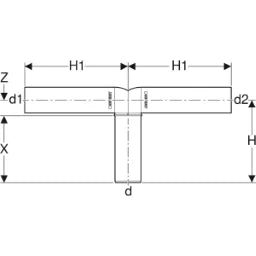 GEBERIT GE Silent-PP Doppelanschlussbogen 90 Gr. d50/46/46mm, lang   – 390.289.14.1
