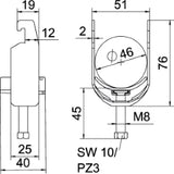 OBO U-bolt clamp 2056 40-46mm steel hot-dip galvanized – 1186742