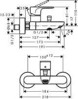 HANSGROHE HG Rebris S Exposed Bath Mixer, Chrome – 72440000