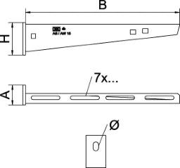 OBO Wall and Mast Cantilever with welded head plate B110mm Steel hot-dip galvanized – 6420656