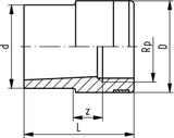 FISCHER GEORG GF Reduktionsnippel PVC-U d 20x3/8" IG   – 721910434