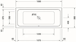 DURAVIT Duravit D-Code Bathtub Rectangular 1800x800mm, Central Outlet – 700101000000000