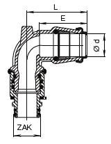 HAWLE ZAK 46 ISO.Winkeldrehsteckfitting Fig.6465 90Gr.f.PE-Rohr 32 mm   – 5014390