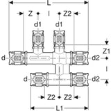 GEBERIT GE FlowFit Kreuzungs-T-Stk. SiBr d25 x 16 x 20mm, mit Daemmbox   – 619.302.00.1