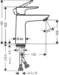 HANSGROHE HG Talis E Waschtischmischer mit Push-Open Ablaufgarnitur, chrom  – 71711000