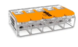 WAGO COMPACT Verbindungsdosenklemme 5-polig mit Hebeln, max. 6 mm², transparent   – 221-615