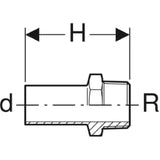 GEBERIT GE Mapress Edelstahl Uebergang mit Einschubende d18mm x R1/2  – 31933