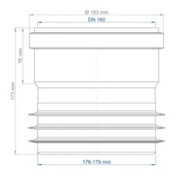 POLOPLAST PP Adapter from spigot to socket of other material.POLO-KAL DN 160/176-179 – 02867