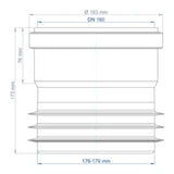 POLOPLAST PP Adapter from spigot to socket of other material.POLO-KAL DN 160/176-179 – 02867